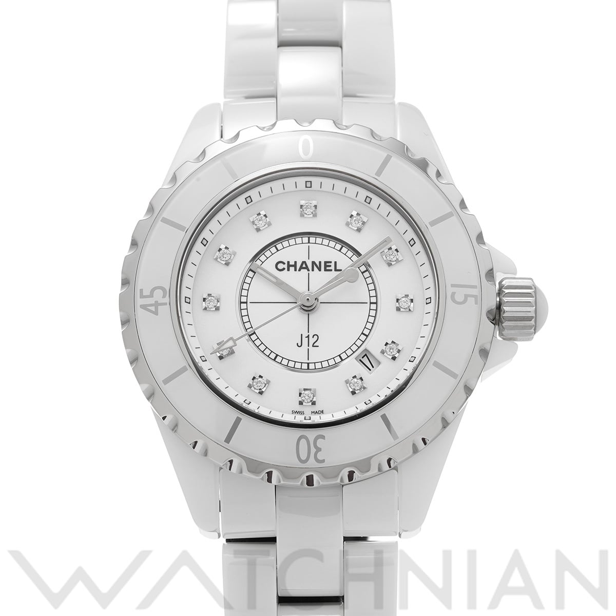 シャネル J12 33MM H1628 ホワイト/ダイヤモンド レディース 時計 【中古】【wristwatch】