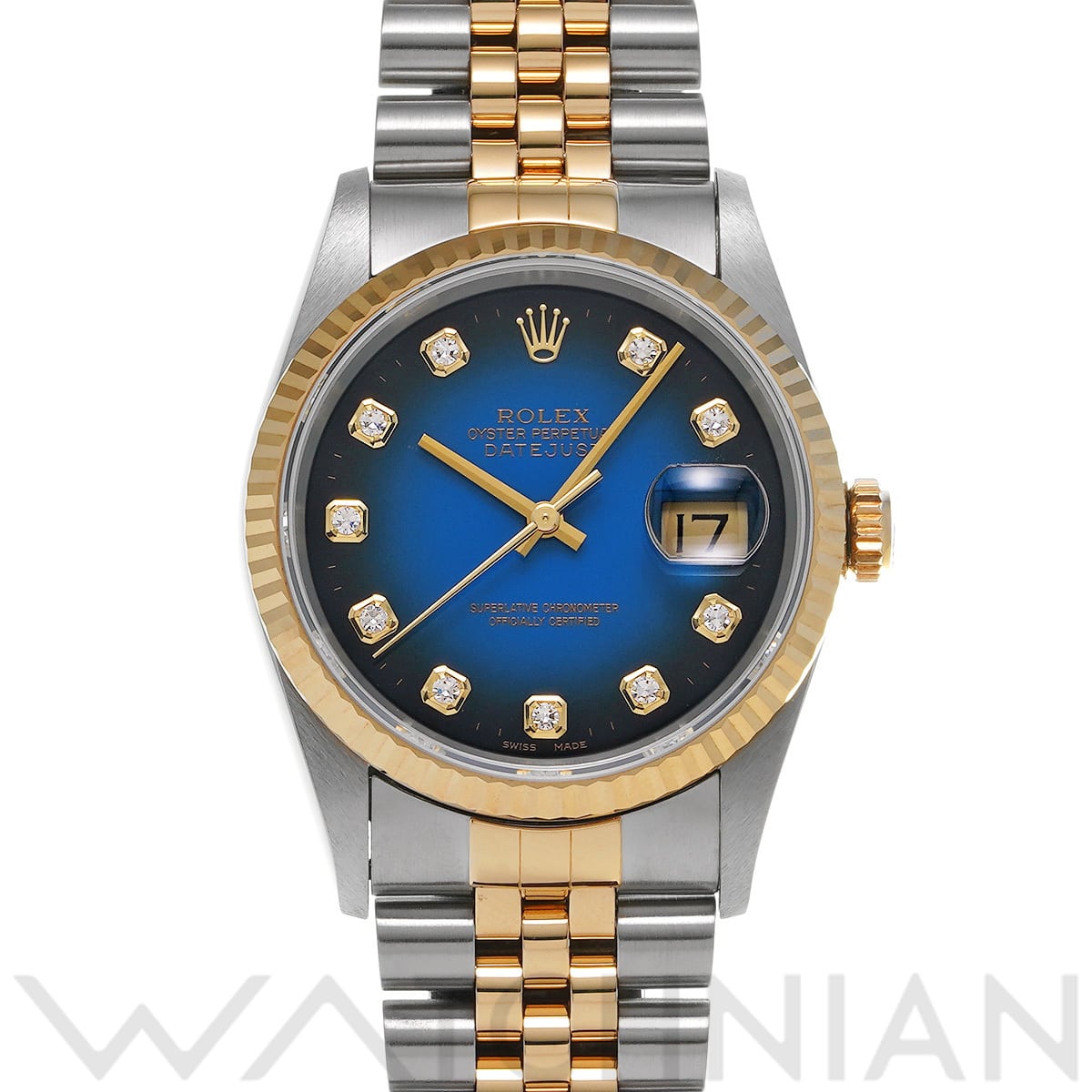 ロレックス デイトジャスト 16233G ブルー・グラデーション/ダイヤモンド メンズ 時計 【中古】【wristwatch】