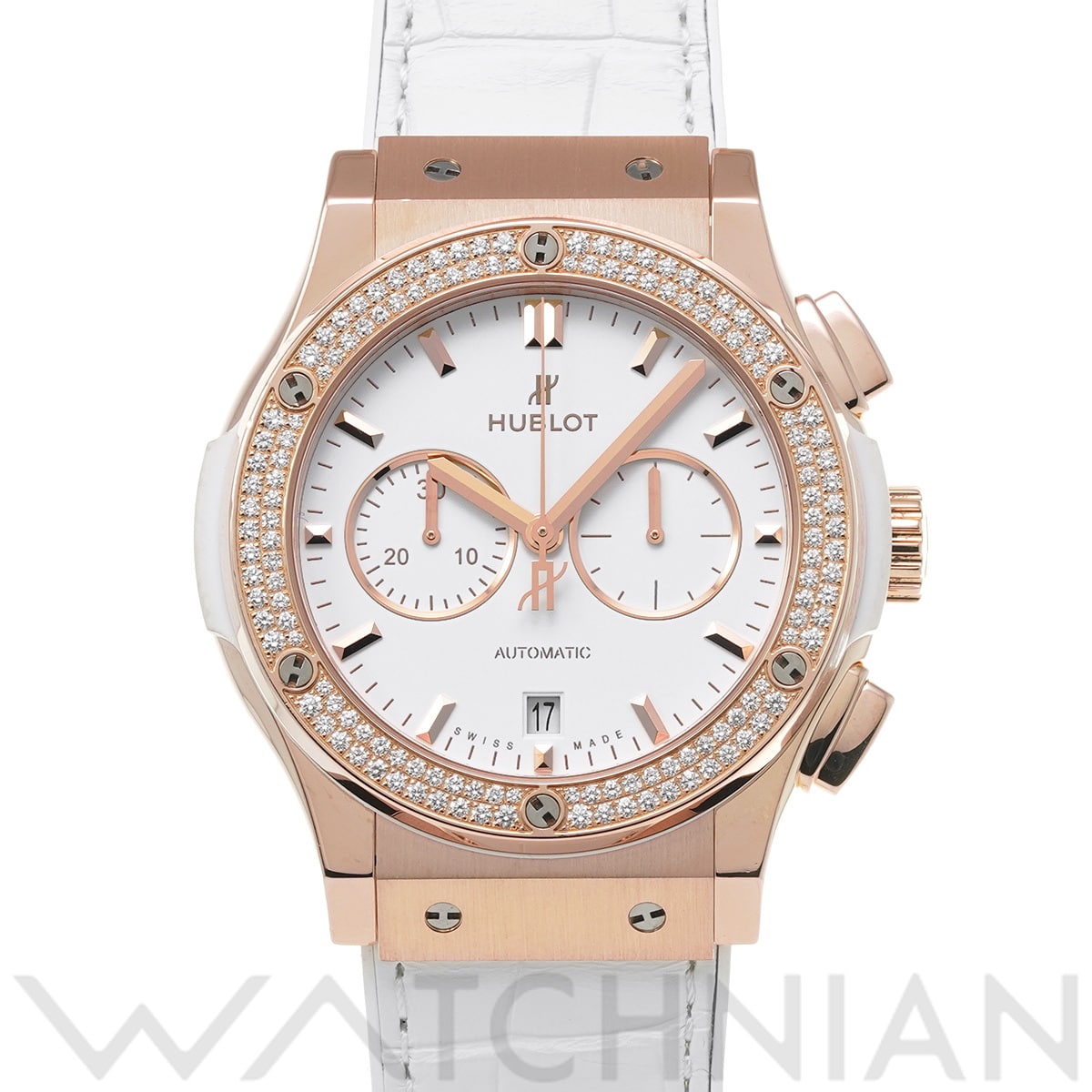 ウブロ クラシックフュージョン キングゴールド クロノグラフ ダイヤモンド 541.OE.2080.LR.1104 ホワイト メンズ 時計 【中古】【wristwatch】