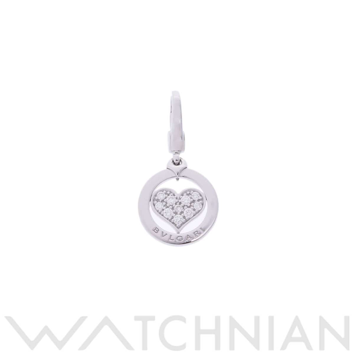 ブルガリ トンドハート チャーム パヴェ シルバー K18ホワイトゴールド WG レディース ジュエリー 【中古】【jewelry】