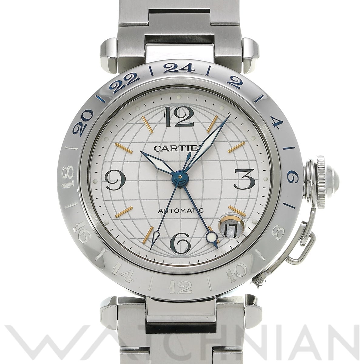 カルティエ パシャC メリディアン GMT W31029M7 シルバー ユニセックス 時計 【中古】【wristwatch】