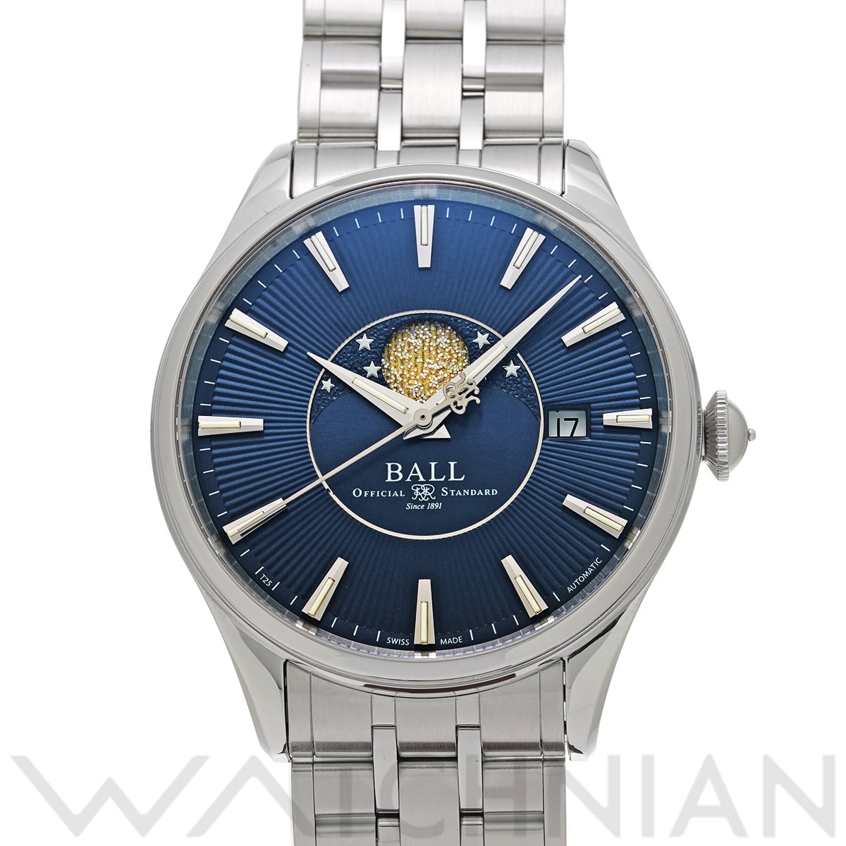 ボールウォッチ トレインマスター ムーンフェイズ NM3082D-SJ-BE ブルー メンズ 時計 【中古】【wristwatch】