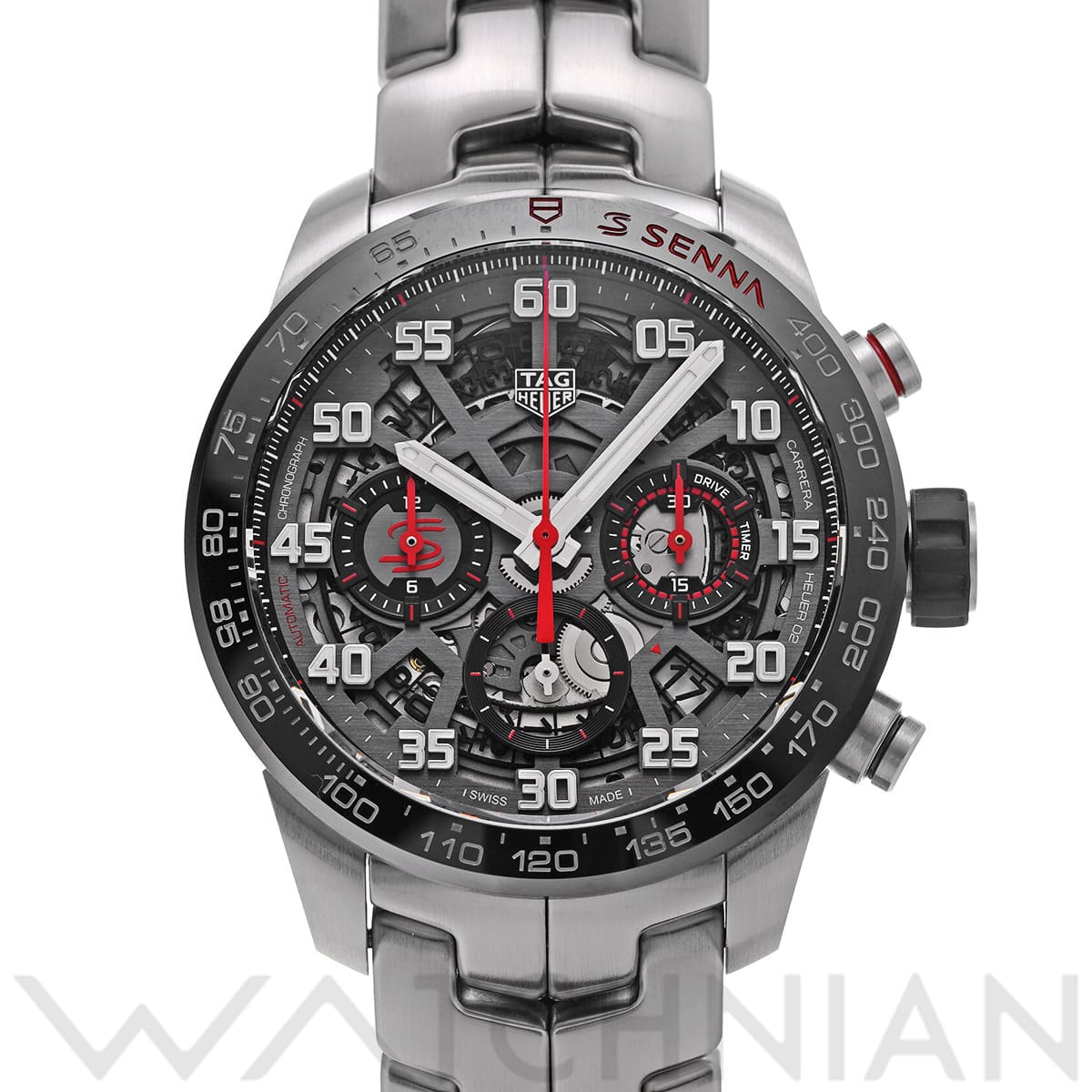 タグ ホイヤー カレラ キャリバーホイヤー02 クロノグラフ アイルトン・セナ CBG2013.BA0657 グレー メンズ 時計 【中古】【wristwatch】