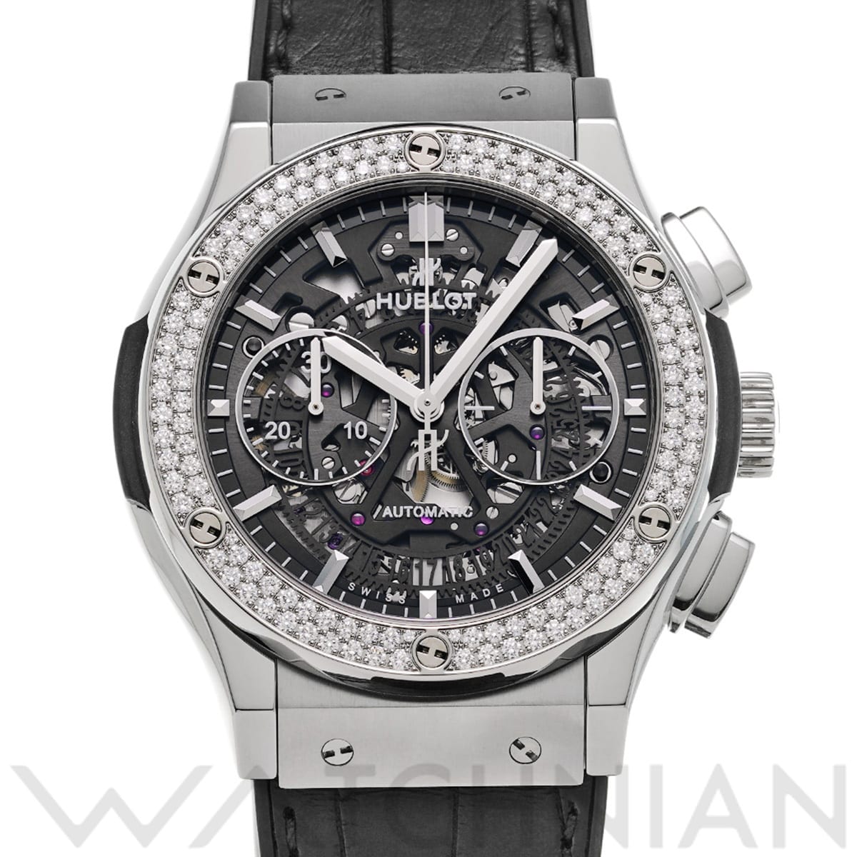 ウブロ クラシックフュージョン アエロフュージョン チタニウム ダイヤモンド 525.NX.0170.LR.1104 スケルトン メンズ 時計 【中古】【wristwatch】