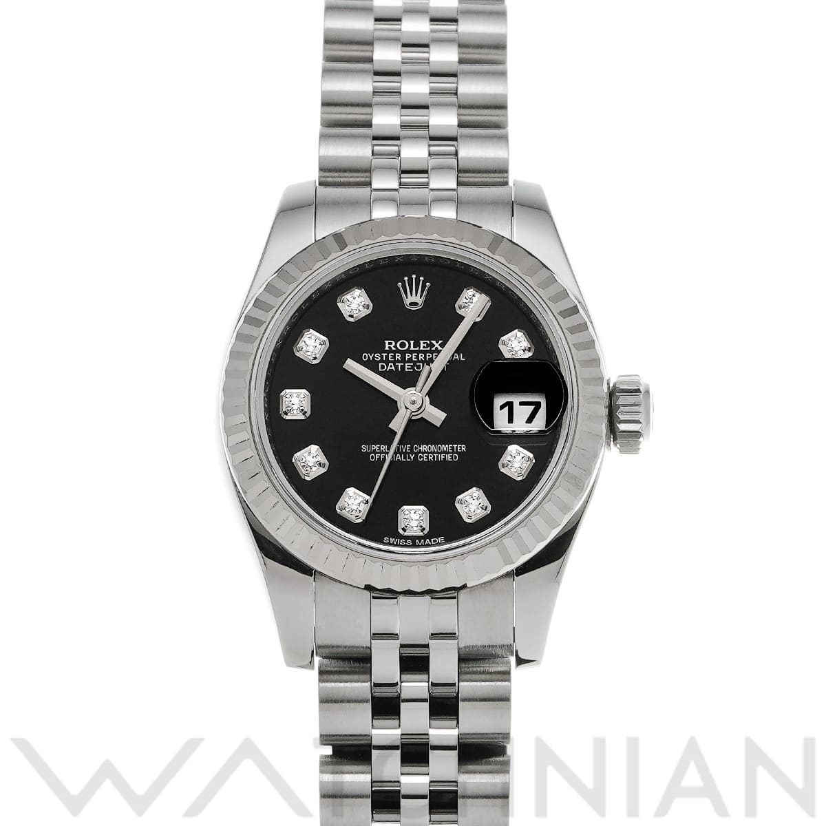 ロレックス レディ デイトジャスト 26 179174G ブラック/ダイヤモンド レディース 時計 【中古】【wristwatch】