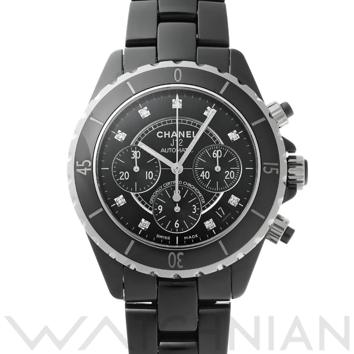 シャネル J12 クロノグラフ 41MM H2419 ブラック/ダイヤモンド メンズ 時計 【中古】【wristwatch】