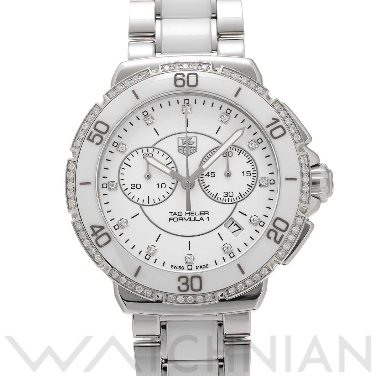 タグ ホイヤー フォーミュラ1 クォーツ クロノグラフ CAH1213.BA0863 ホワイト/ダイヤモンド レディース 時計 【中古】【wristwatch】