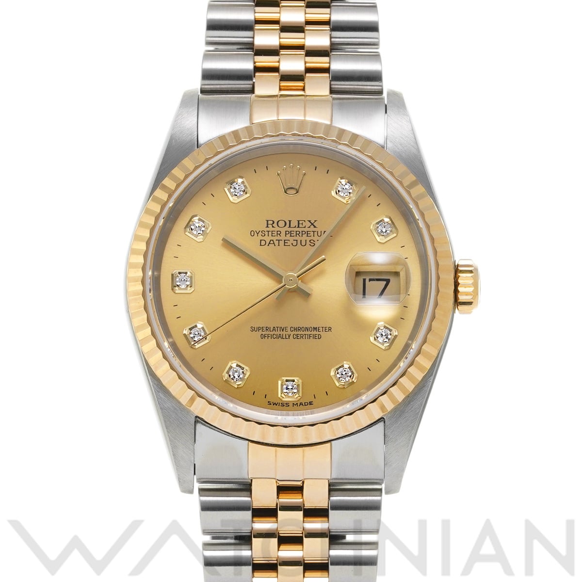 ロレックス デイトジャスト 16233G シャンパン/ダイヤモンド メンズ 時計 【中古】【wristwatch】