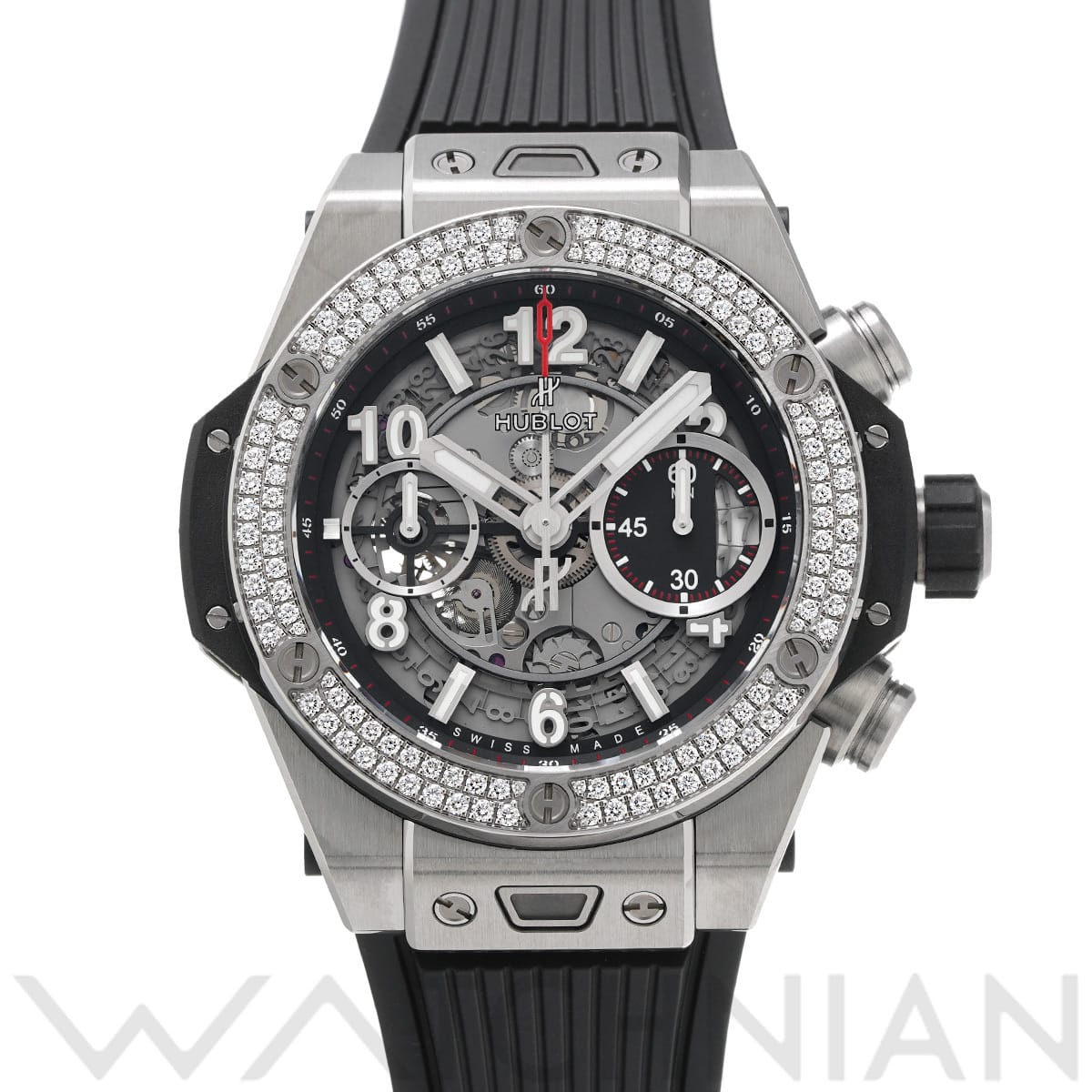 ウブロ ビッグバン ウニコ チタニウム ダイヤモンド 441.NX.1170.RX.1104 マットブラックスケルトン メンズ 時計 【中古】【wristwatch】