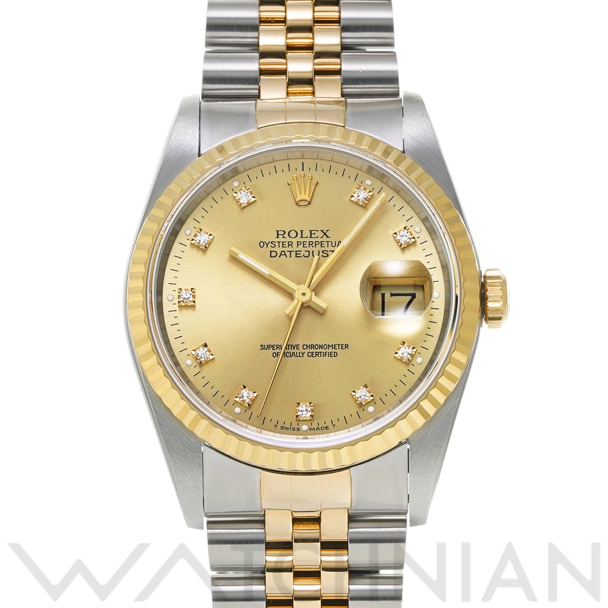 ロレックス デイトジャスト 16233G シャンパン/ダイヤモンド メンズ 時計 【中古】【wristwatch】