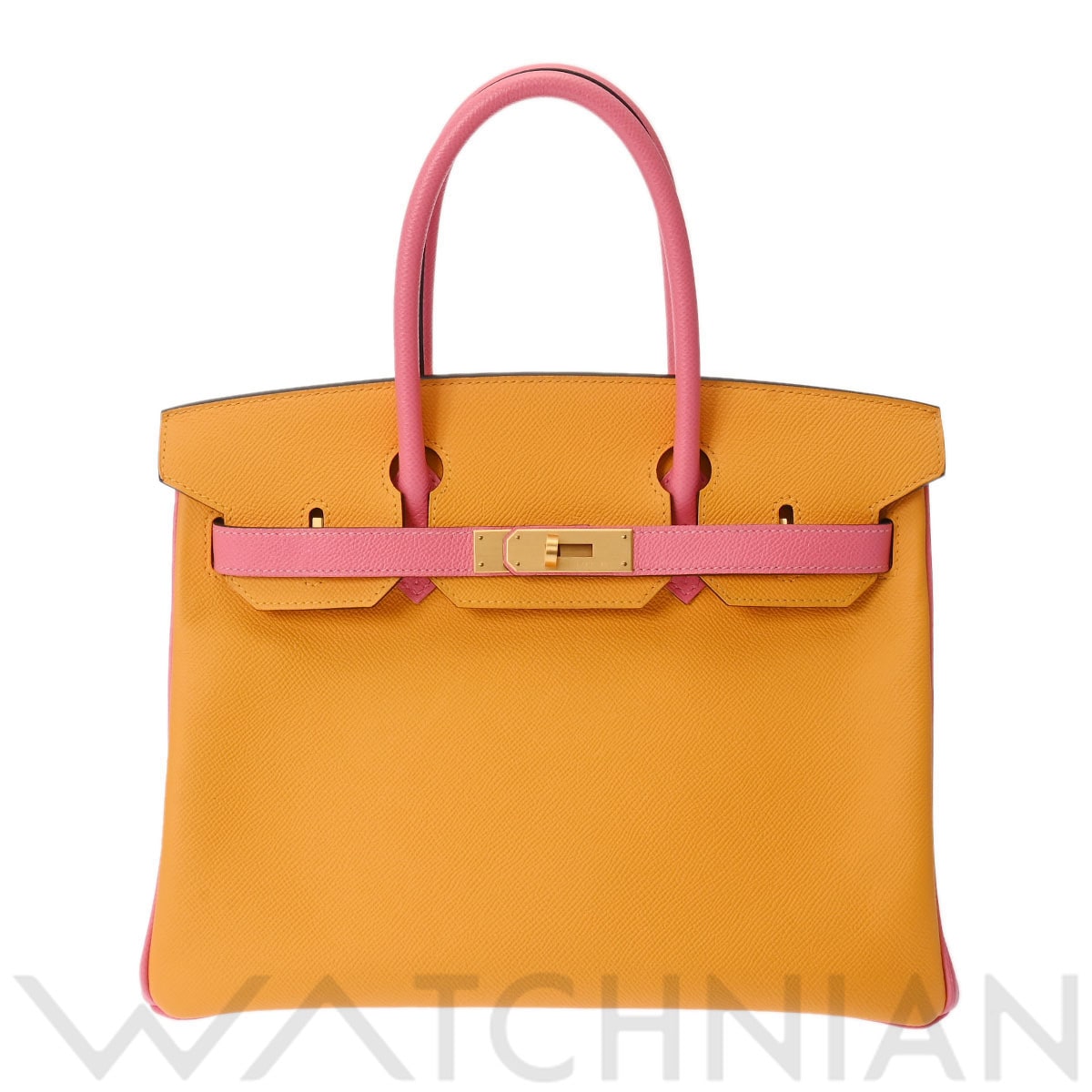 エルメス バーキン 30 SPオーダー ジョーヌドール/ローズアザレ/マットゴールド金具 ヴォーエプソン レディース バッグ 【中古】【bag】