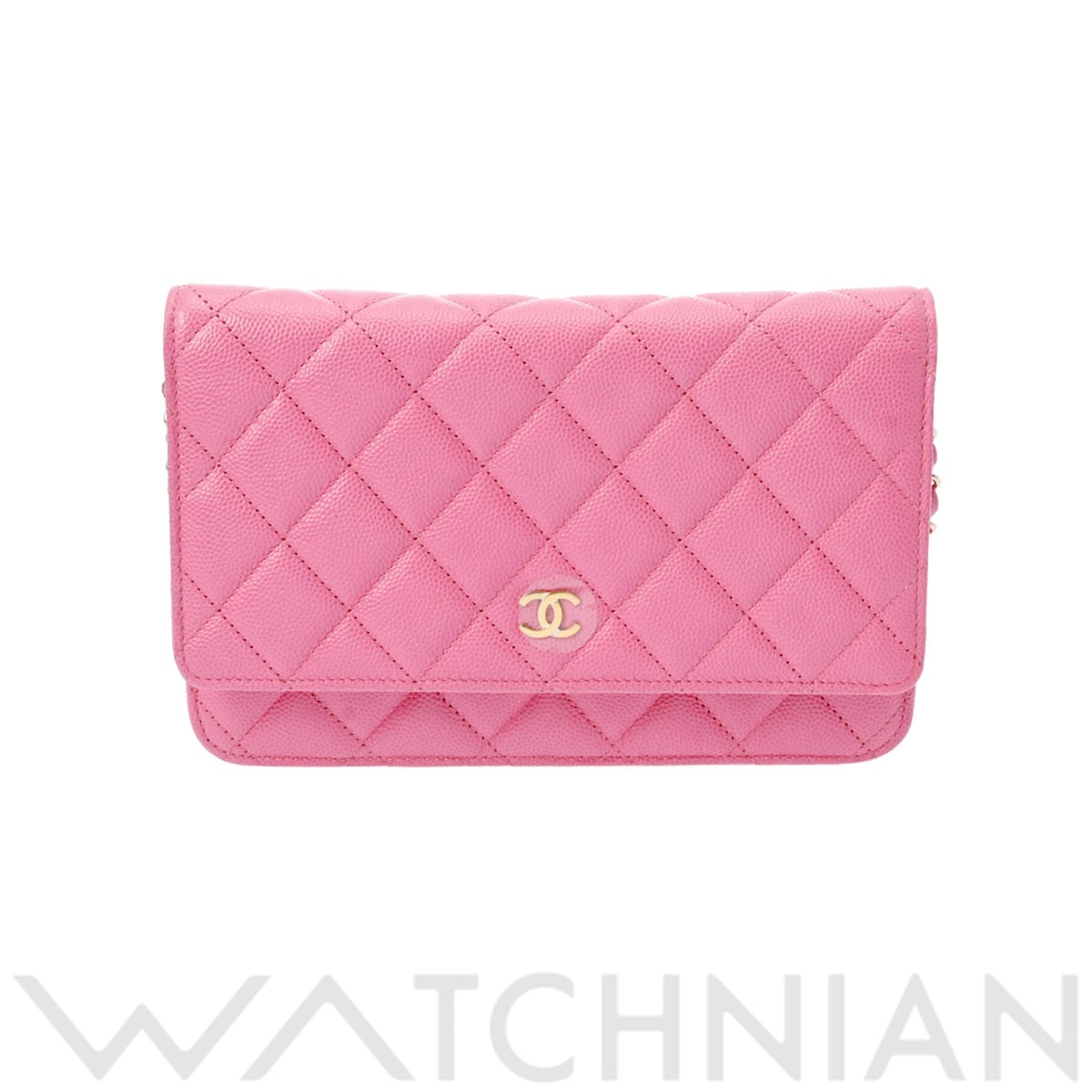 シャネル マトラッセ チェーンウォレット ピンク/ゴールド金具 AP0250 キャビアスキン レディース バッグ 【中古】【bag】