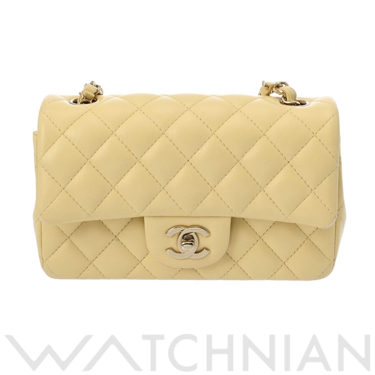 シャネル ミニフラップバッグ 20 イエロー/ゴールド金具 A69900 ラムスキン レディース バッグ 【中古】【bag】