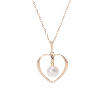 ミキモト ハートモチーフ パールネックレス K18イエローゴールド YG レディース ジュエリー 【中古】【jewelry】