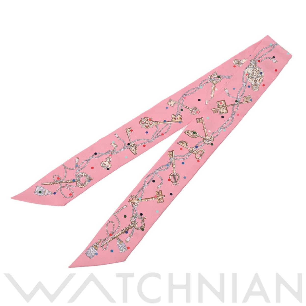 エルメス ツイリー Les Cles a Pois マルチカラー 063871S シルク100％ レディース 【中古】【other】