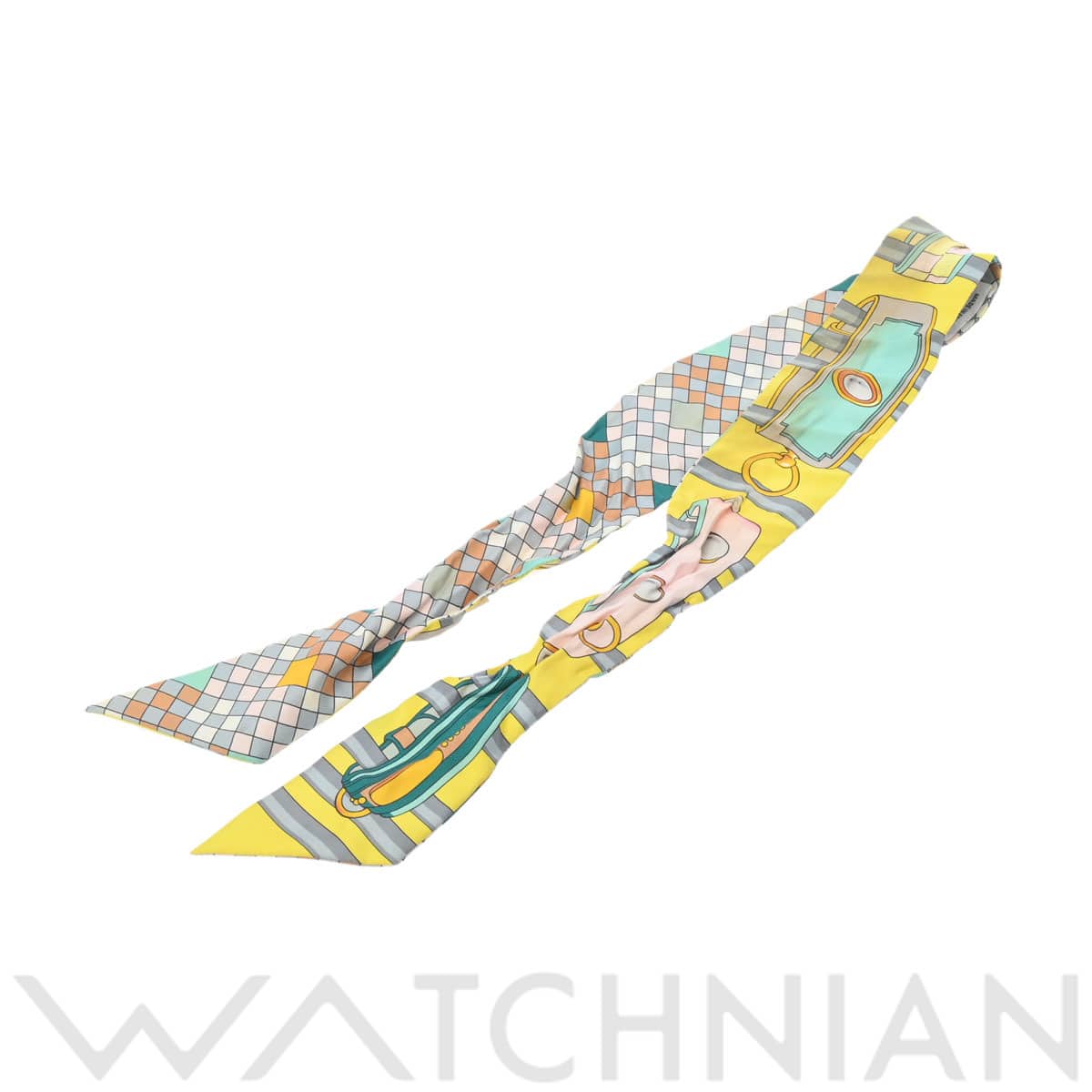 エルメス ツイリー colliers de chiens remix イエロー シルク100％ レディース 【中古】【other】