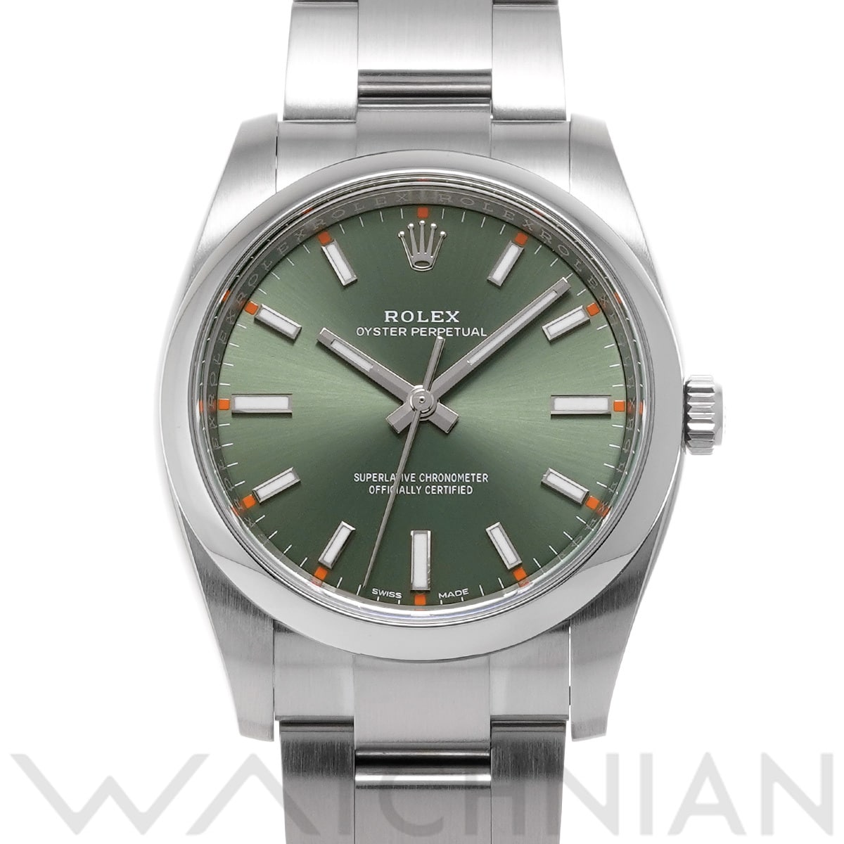 ロレックス オイスターパーペチュアル 34 114200 オリーブグリーン メンズ 時計 【中古】【wristwatch】