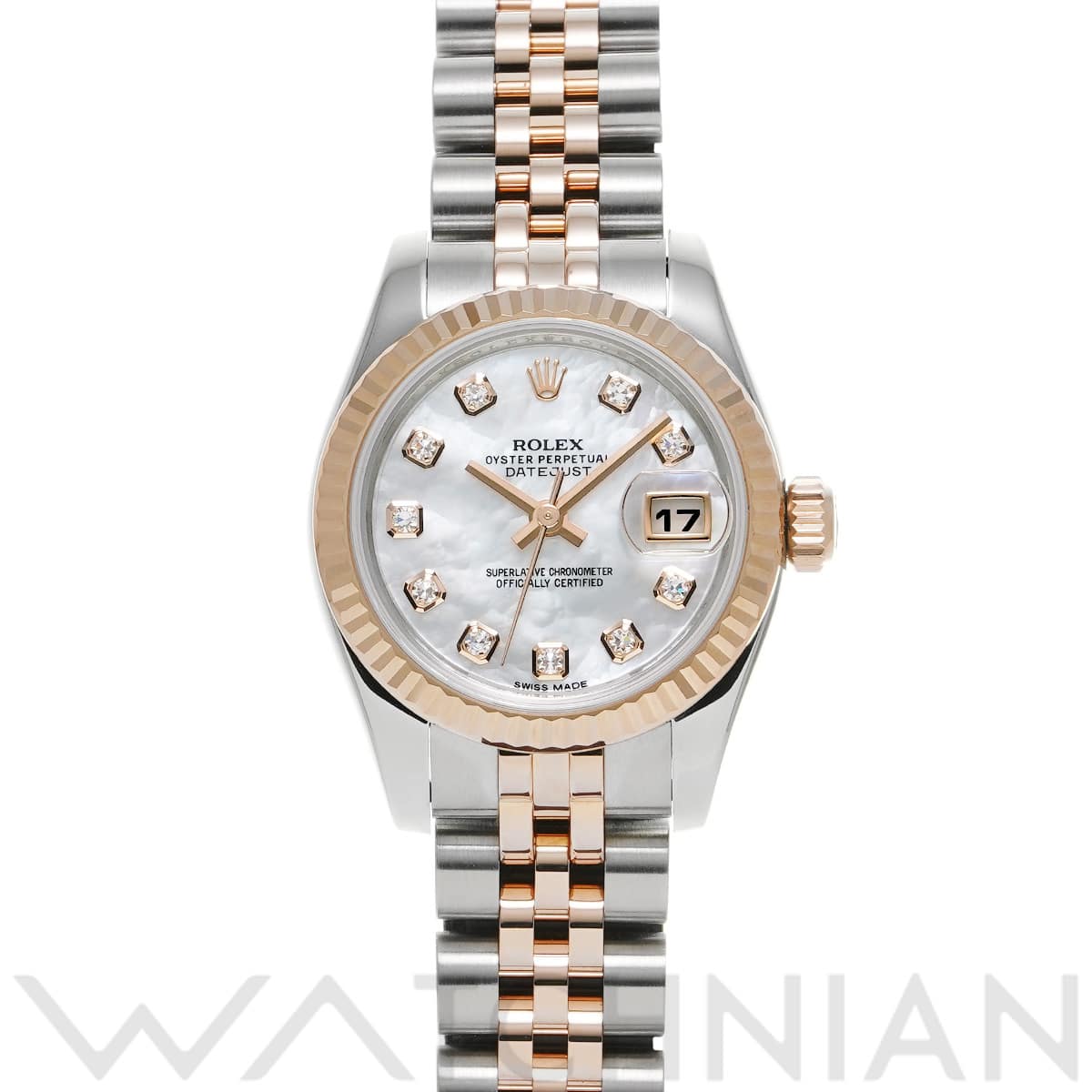 ロレックス レディ デイトジャスト 179171NG ホワイトシェル/ダイヤモンド レディース 時計 【中古】【wristwatch】