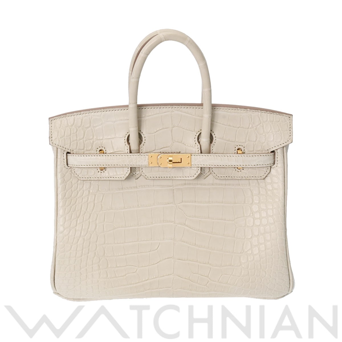 エルメス バーキン 25  パールグレー/ゴールド金具 アリゲーターマット レディース バッグ 【未使用】【bag】