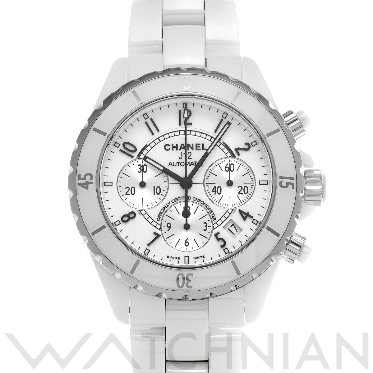 シャネル J12 クロノグラフ 41MM H1007 ホワイトラッカー/シルバー メンズ 時計 【中古】【wristwatch】