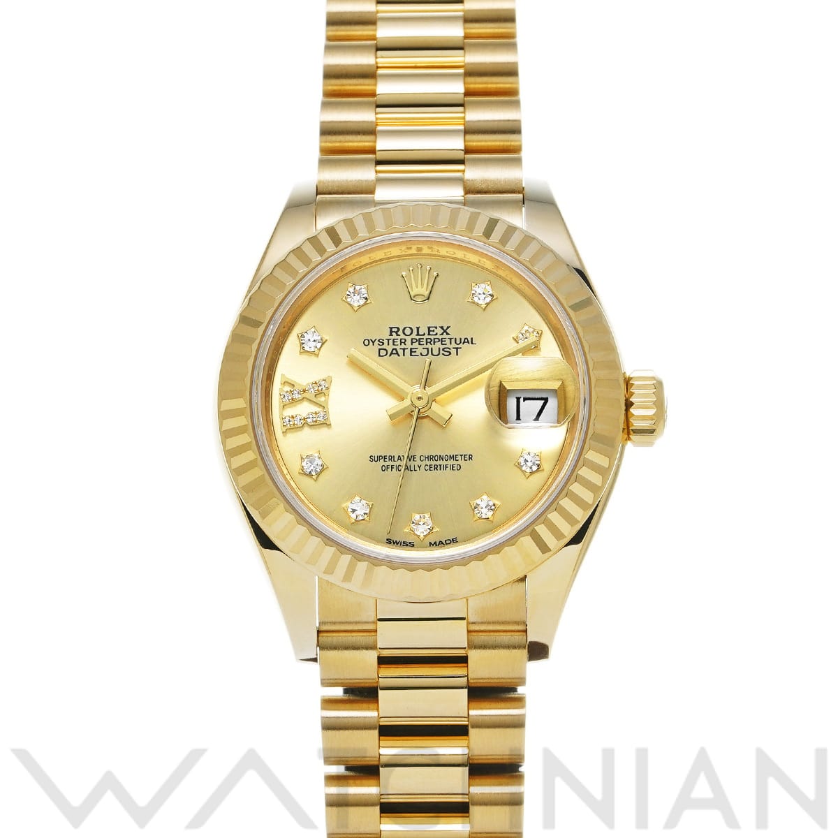 ロレックス レディ デイトジャスト 28 279178G シャンパン/ダイヤモンド レディース 時計 【中古】【wristwatch】