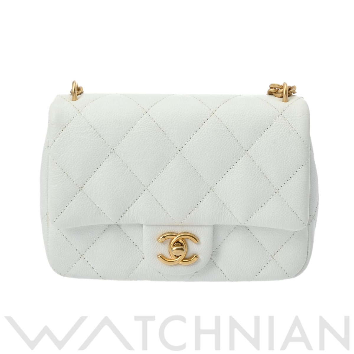 シャネル マトラッセ ミニフラップバッグ ホワイト/ヴィンテージ調ゴールド金具 AS3828 グレインドカーフスキン レディース バッグ 【中古】【bag】