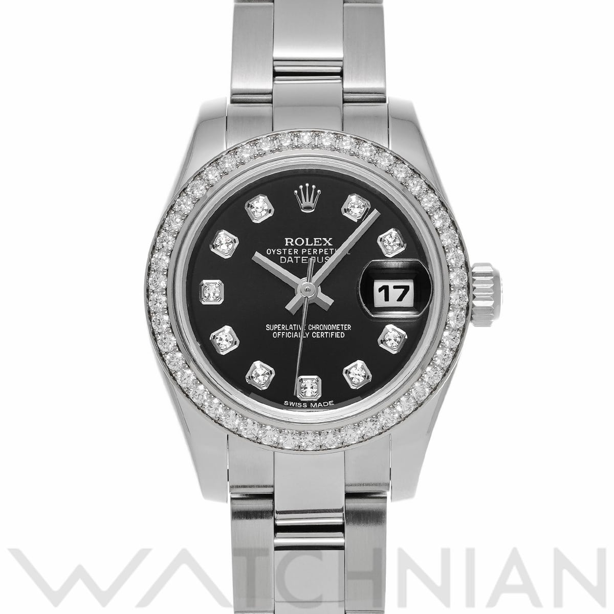 ロレックス レディ デイトジャスト 26 179384G ブラック/ダイヤモンド レディース 時計 【中古】【wristwatch】