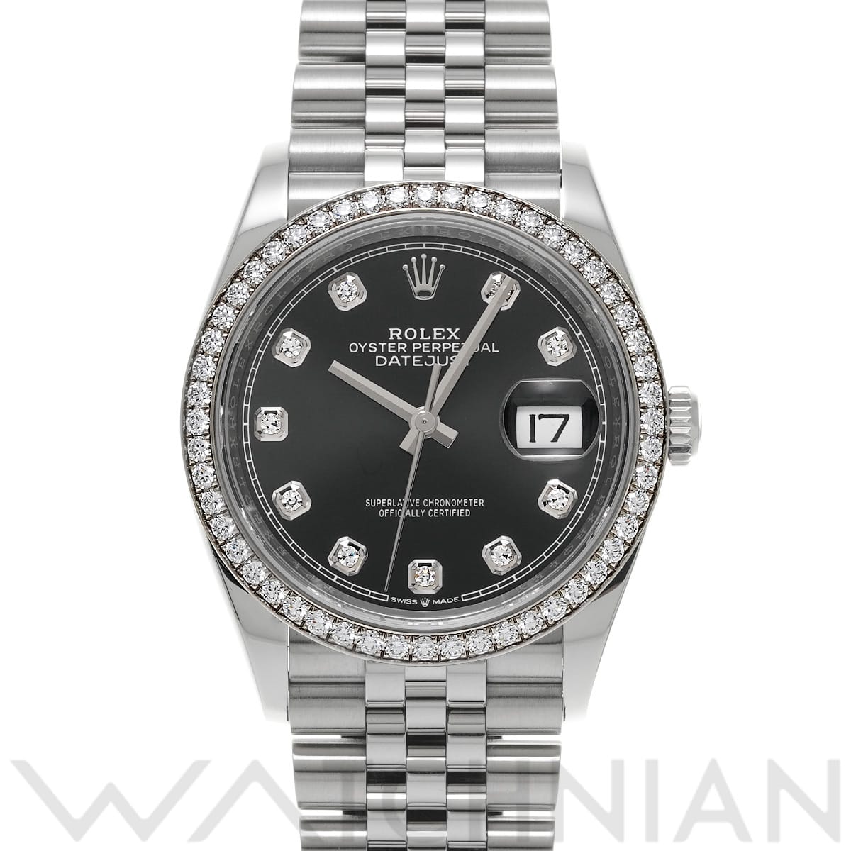 ロレックス デイトジャスト 36 126284RBR ブライトブラック/ダイヤモンド メンズ 時計 【中古】【wristwatch】