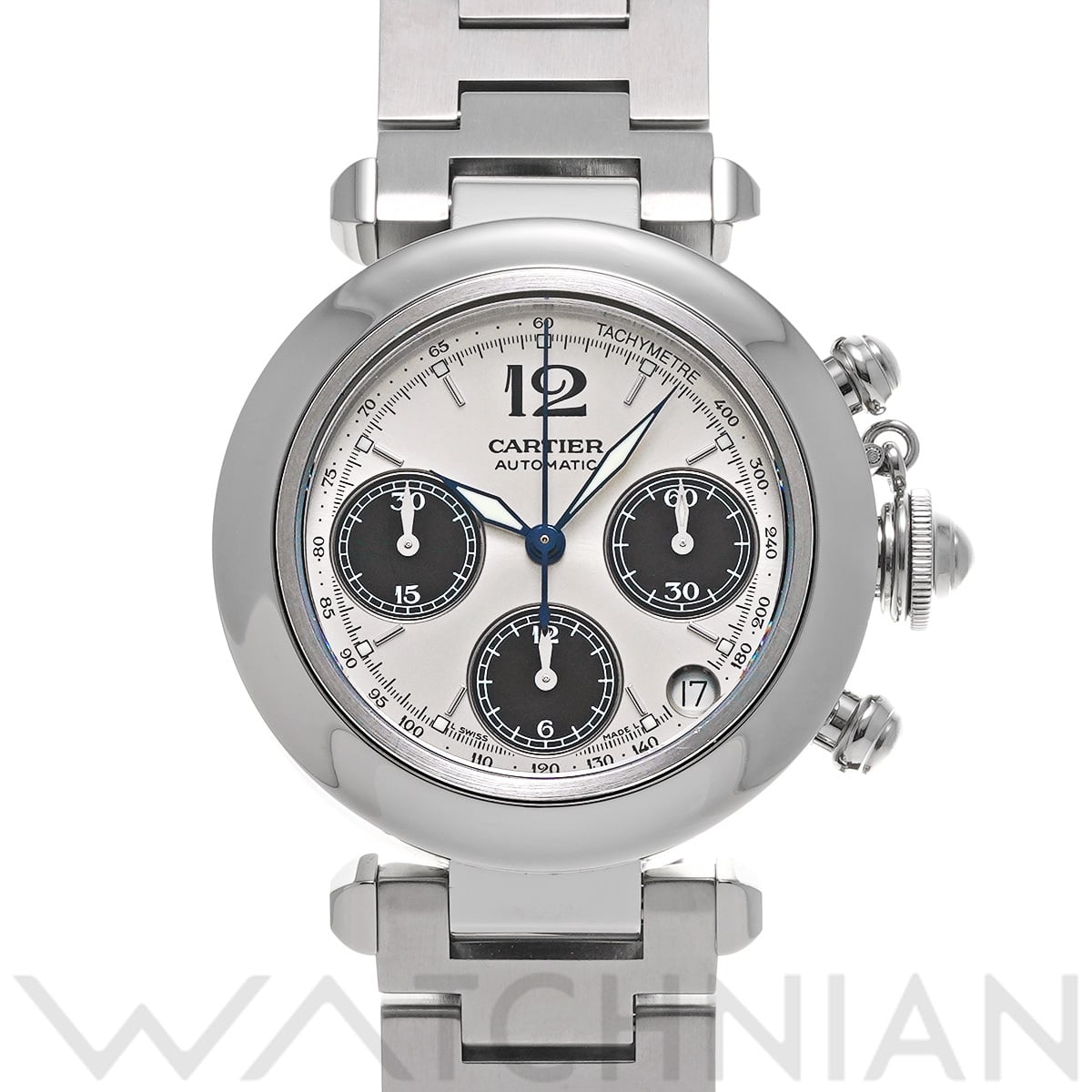 カルティエ パシャC クロノグラフ W31048M7 シルバー/ブラック メンズ 時計 【中古】【wristwatch】