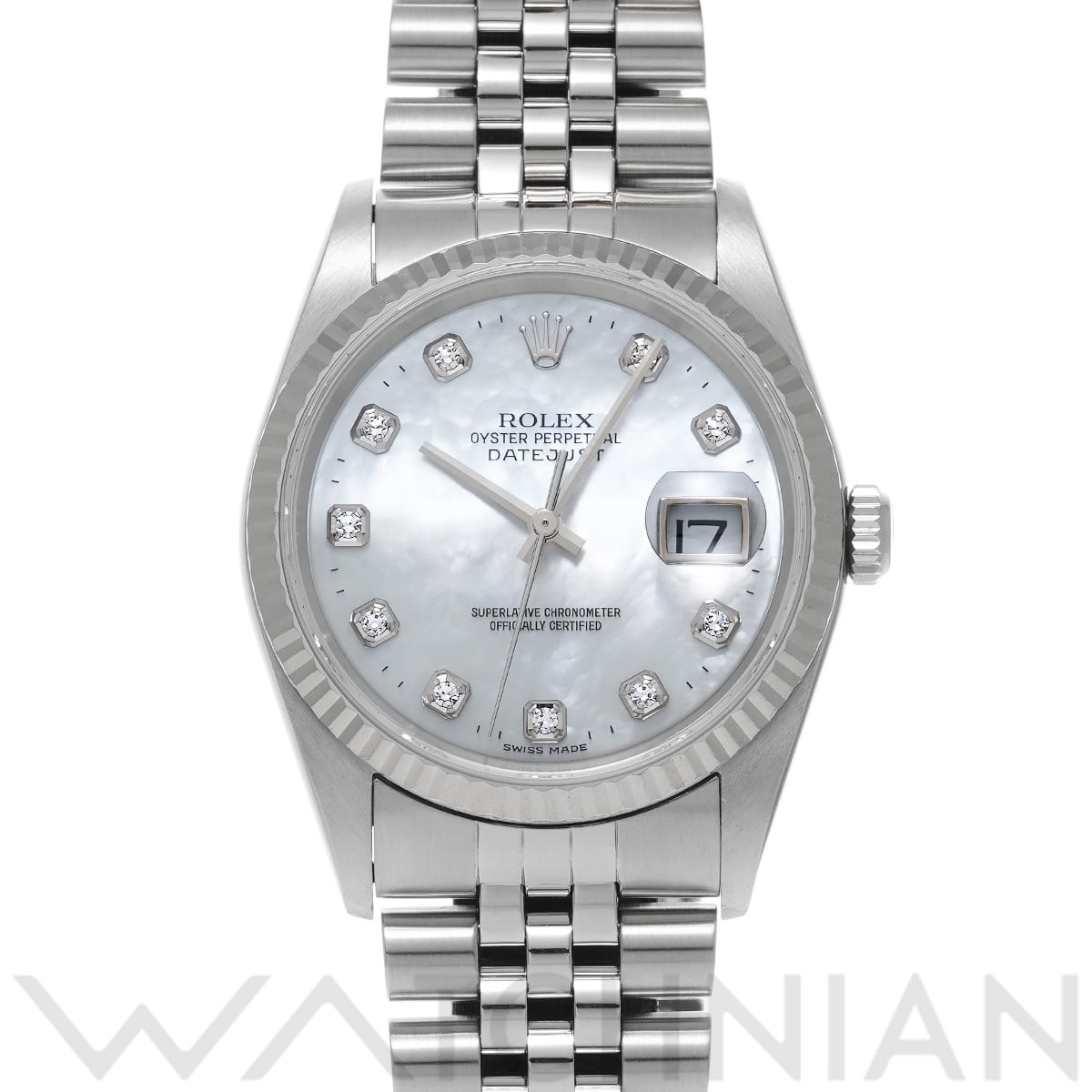 ロレックス デイトジャスト 16234NG ホワイトシェル/ダイヤモンド メンズ 時計 【中古】【wristwatch】