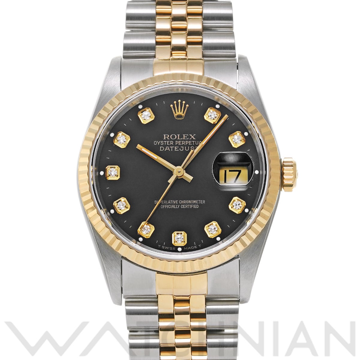 ロレックス デイトジャスト 36 16233G ブラック/ダイヤモンド メンズ 時計 【中古】【wristwatch】