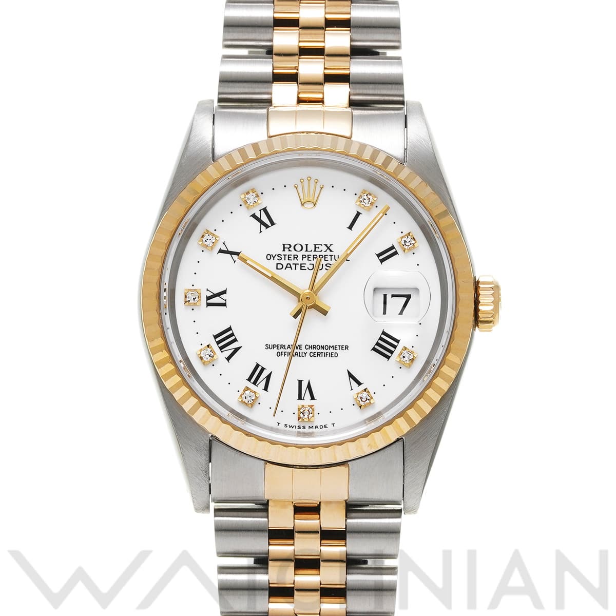 ロレックス デイトジャスト 16233G ホワイト/ダイヤモンド メンズ 時計 【中古】【wristwatch】