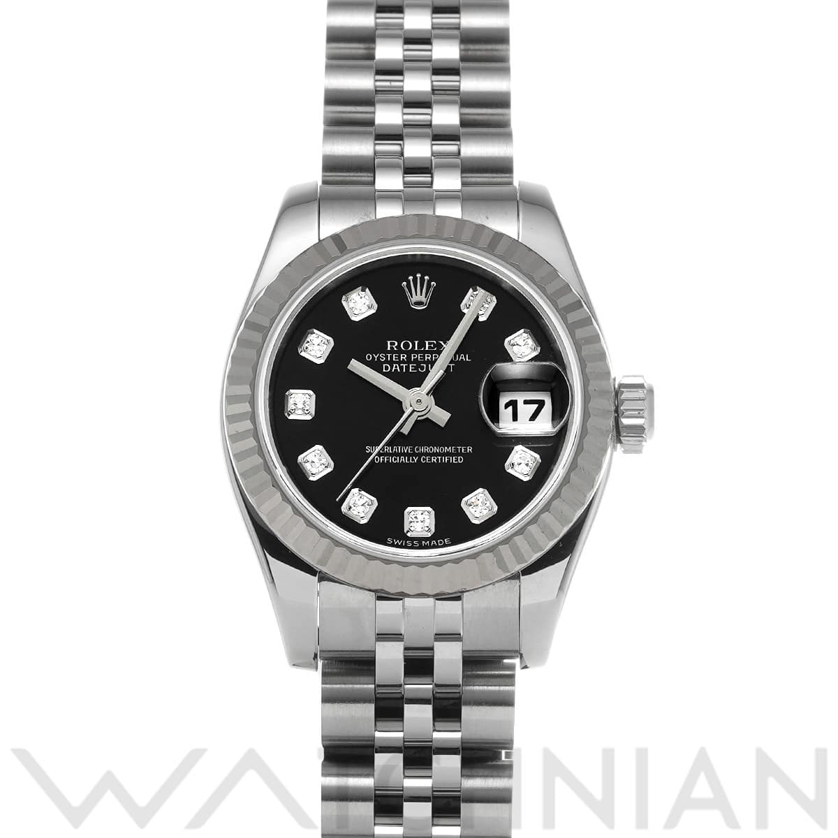 ロレックス デイトジャスト 179174G ブラック/ダイヤモンド レディース 時計 【中古】【wristwatch】