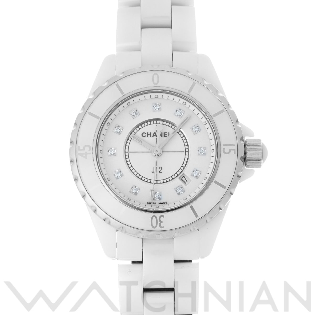 シャネル J12 33MM H1628 ホワイト/ダイヤモンド レディース 時計 【中古】【wristwatch】