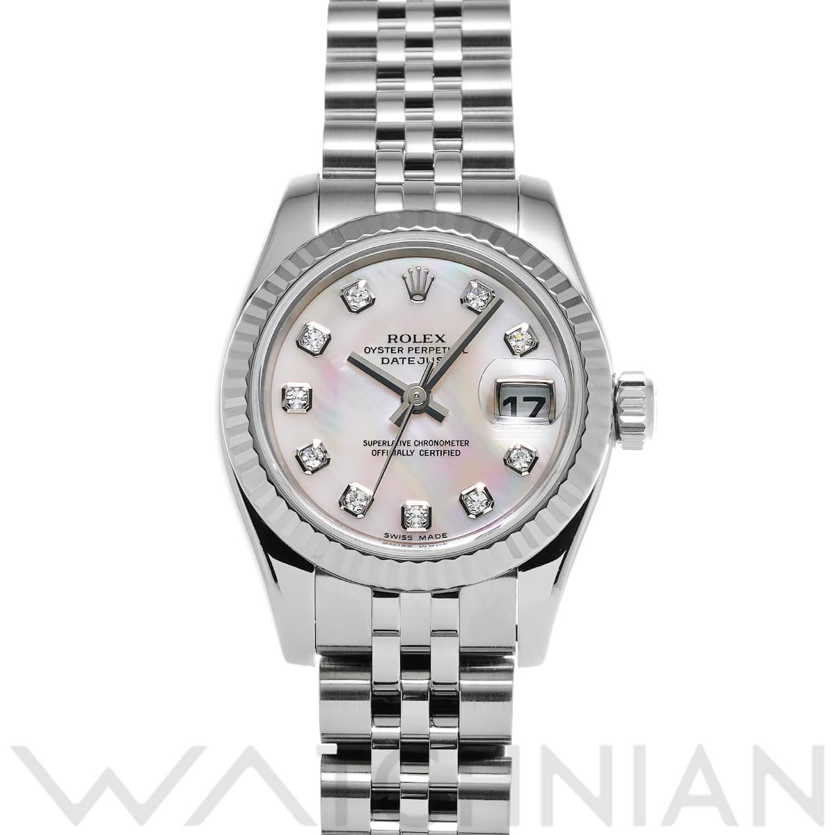 ロレックス デイトジャスト 179174NG ホワイトシェル/ダイヤモンド レディース 時計 【中古】【wristwatch】