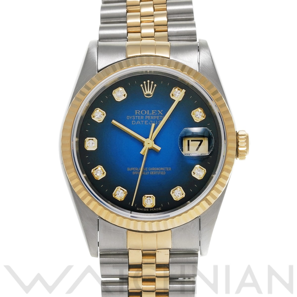 ロレックス デイトジャスト 16233G ブルー・グラデーション/ダイヤモンド メンズ 時計 【中古】【wristwatch】