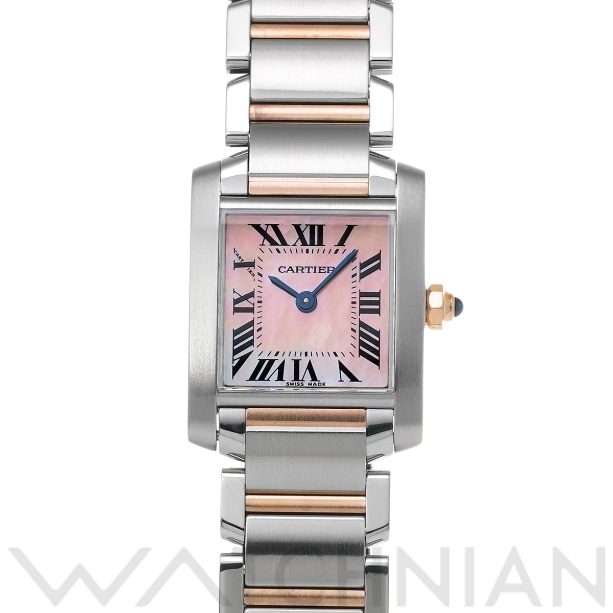 カルティエ タンクフランセーズ SM W51027Q4 ピンクシェル レディース 時計 【中古】【wristwatch】