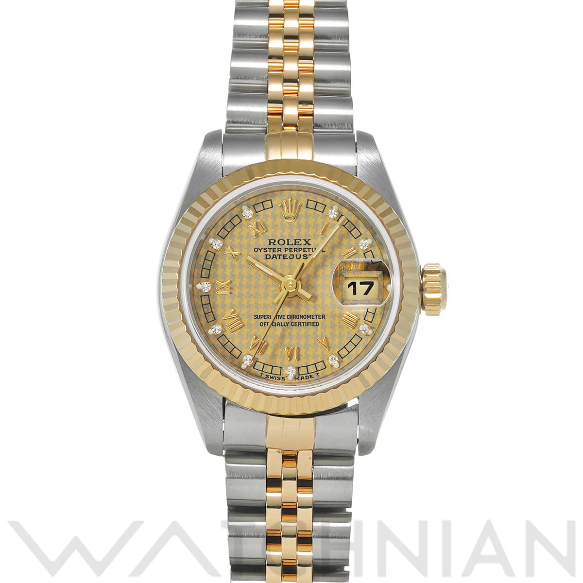 ロレックス デイトジャスト 69173G シャンパンハウンズトゥース/ダイヤモンド レディース 時計 【中古】【wristwatch】