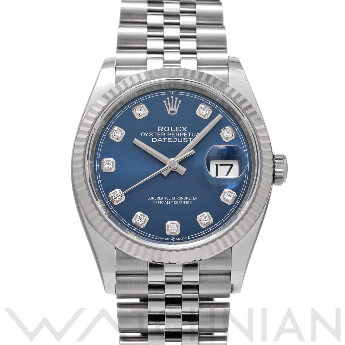 ロレックス デイトジャスト 36 126234G ブライトブルー/ダイヤモンド メンズ 時計 【中古】【wristwatch】