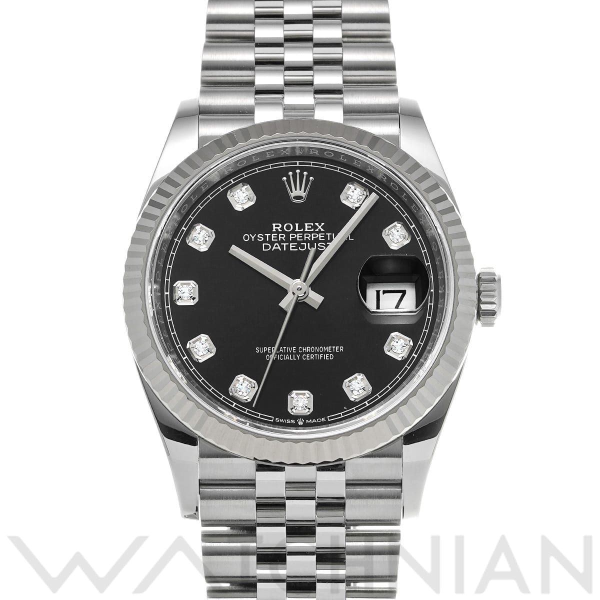 ロレックス デイトジャスト 36 126234G ブライトブラック/ダイヤモンド メンズ 時計 【中古】【wristwatch】