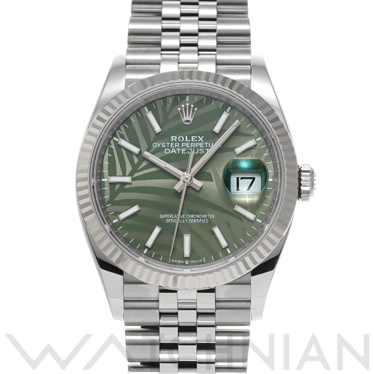 ロレックス デイトジャスト 36 126234 オリーブグリーン パームモチーフ メンズ 時計 【中古】【wristwatch】