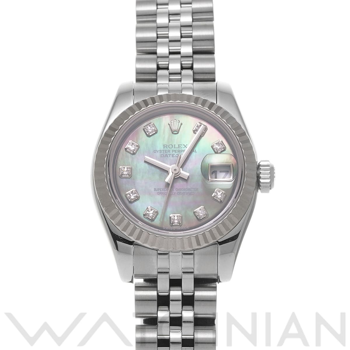 ロレックス デイトジャスト 179174NG ブラックシェル/ダイヤモンド レディース 時計 【中古】【wristwatch】