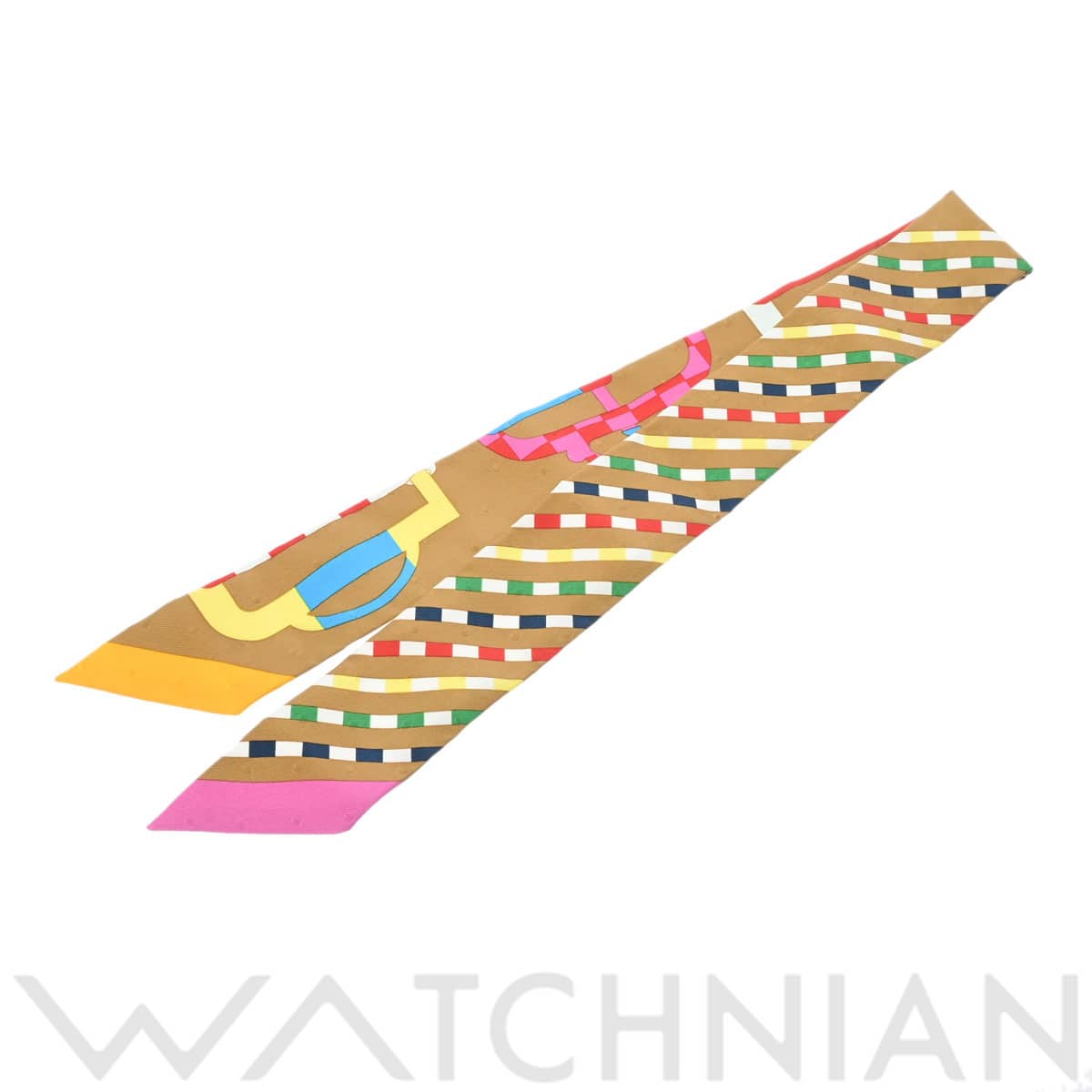 エルメス ツイリー BOUCLERIE MODERNE ブラウン/ローズ/ブルー 063351S シルク100％ レディース 【新品】【other】