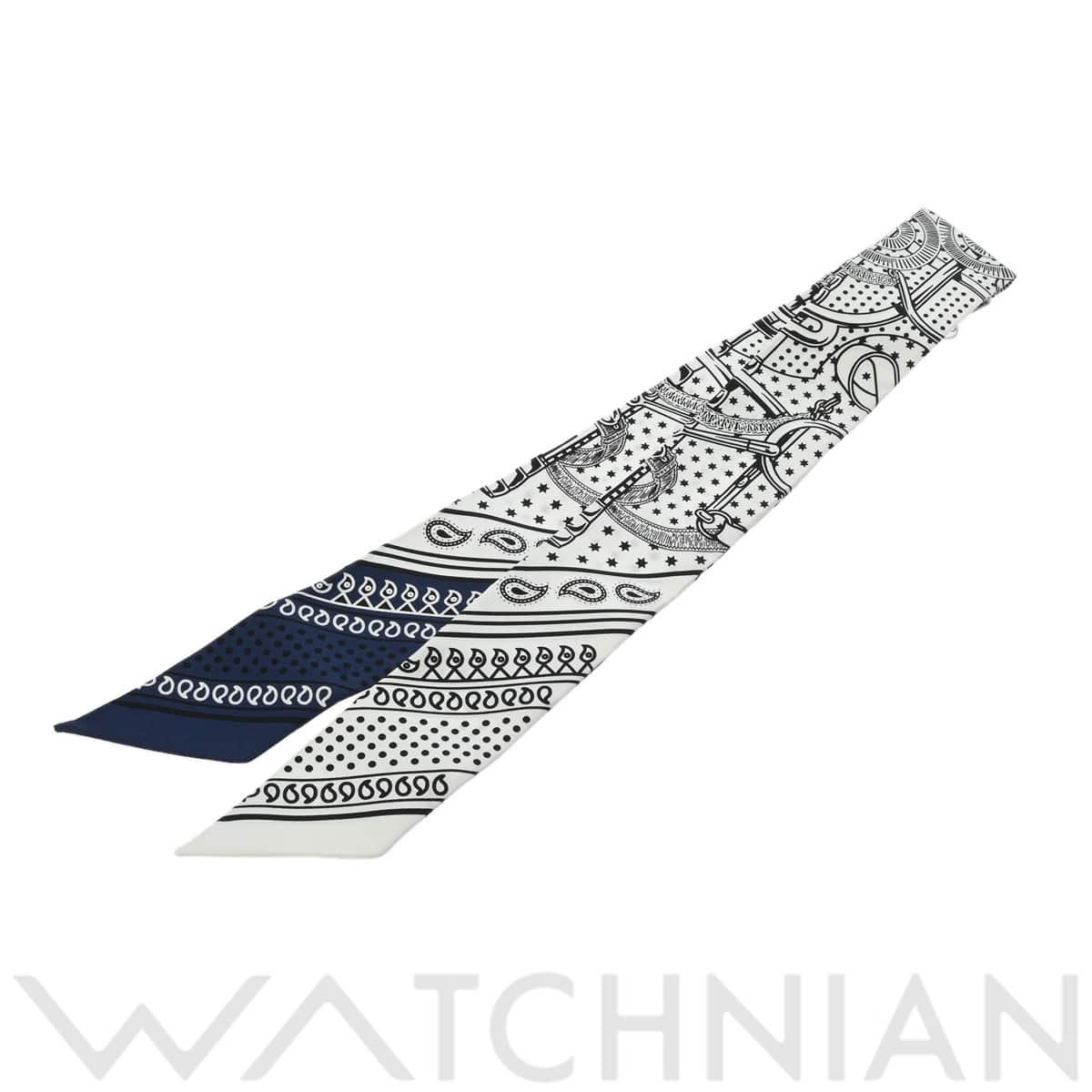 エルメス ツイリー EPERON D'OR ブラン/マリン/ノワール 062978S シルク100％ レディース 【新品】【other】