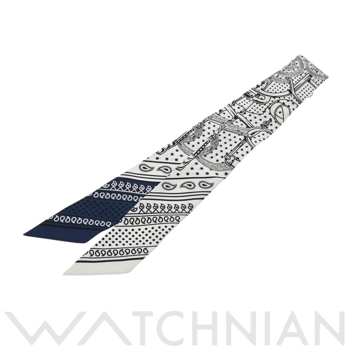 エルメス ツイリー EPERON D'OR ブラン/マリン/ノワール 062978S シルク100％ レディース 【新品】【other】