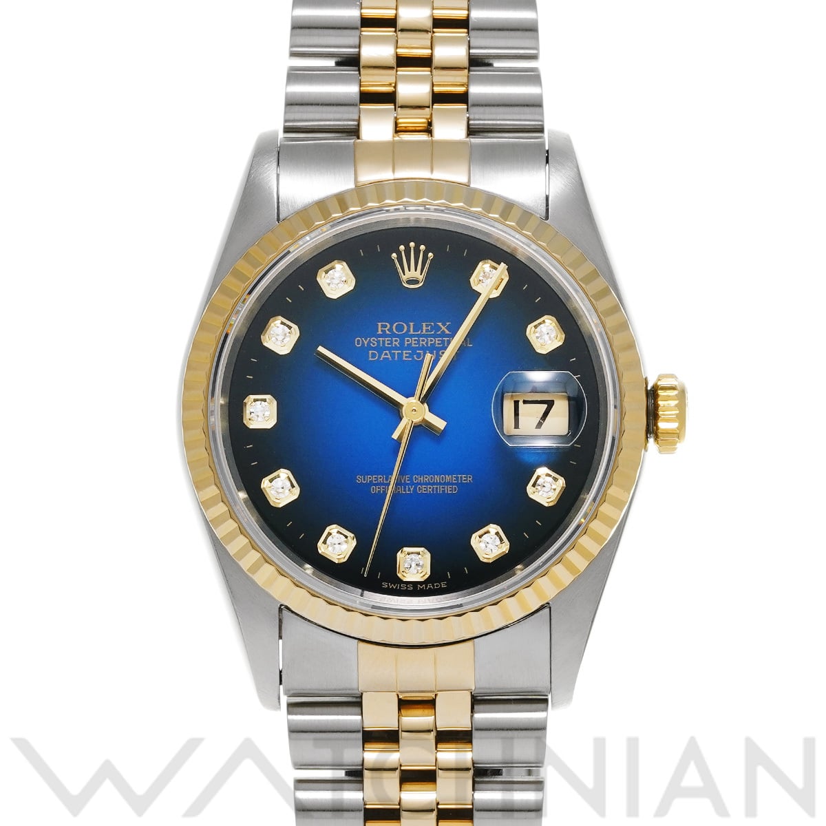 ロレックス デイトジャスト  16233G ブルー・グラデーション/ダイヤモンド メンズ 時計 【中古】【wristwatch】