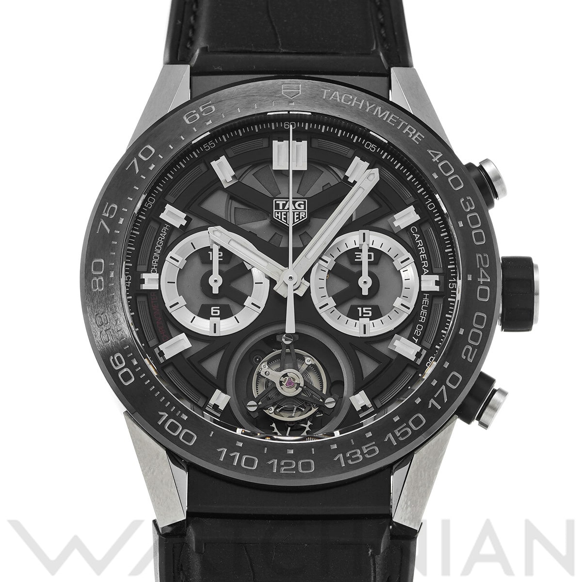タグ ホイヤー カレラ キャリバーホイヤー02T クロノグラフ トゥールビヨン CAR5A8Y.FC6377 ブラック メンズ 時計 【中古】【wristwatch】