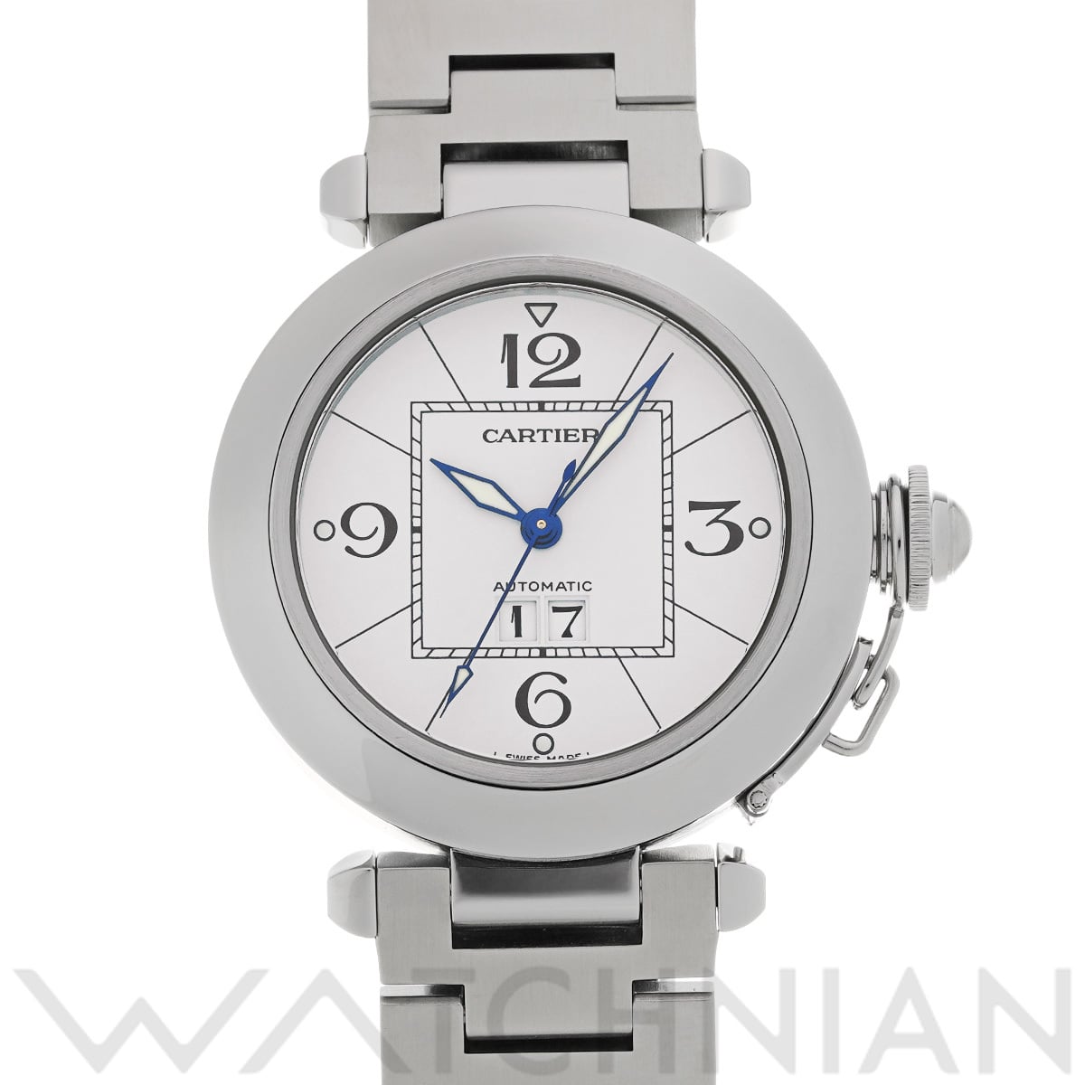 カルティエ パシャC ビッグデイト W31055M7 ホワイト ユニセックス 時計 【中古】【wristwatch】