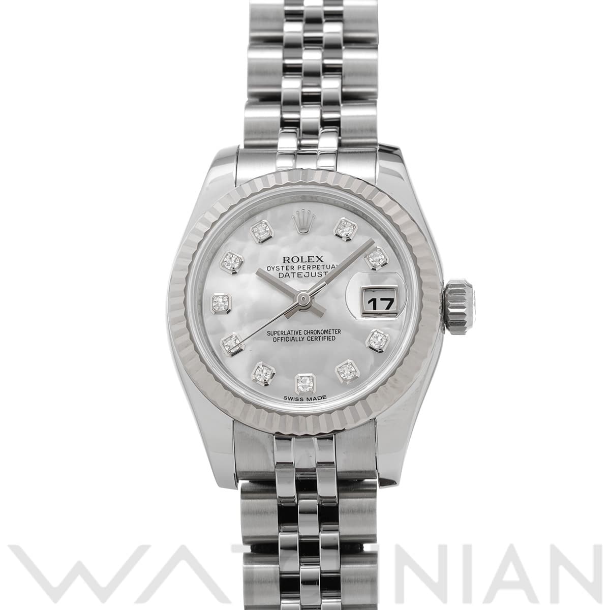 ロレックス デイトジャスト 179174NG ホワイトシェル/ダイヤモンド レディース 時計 【中古】【wristwatch】