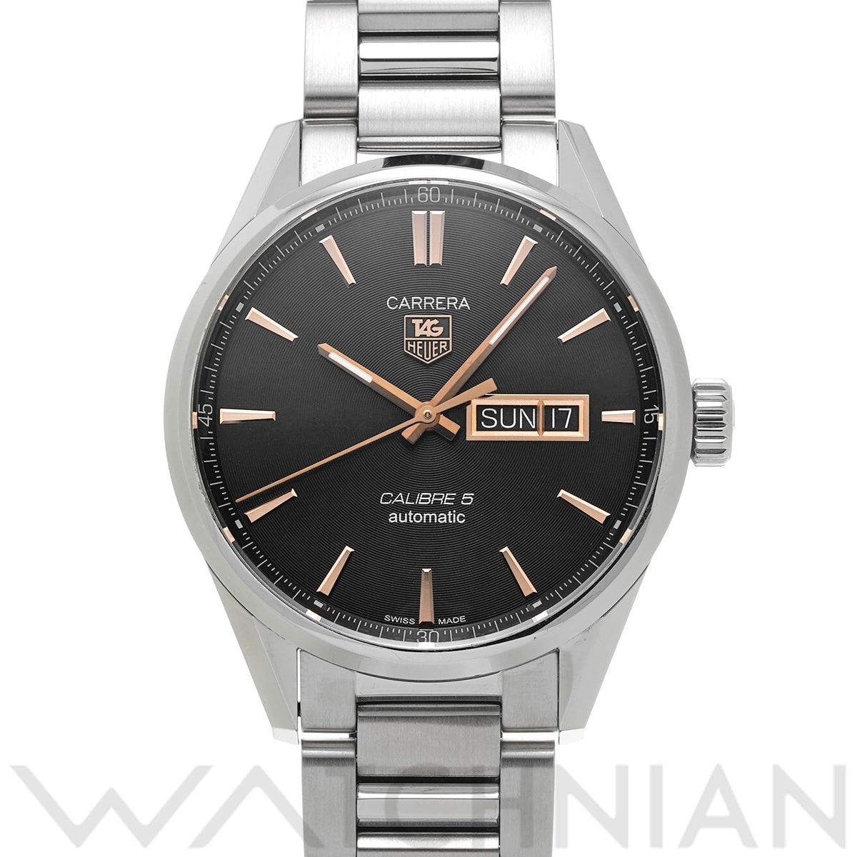 タグ ホイヤー カレラ キャリバー5 デイデイト WAR201C.BA0723 ブラック メンズ 時計 【中古】【wristwatch】